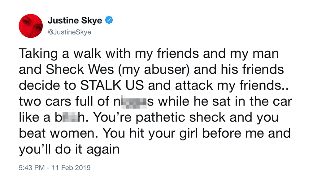 Justine Skye, Tweet, Sheck Wes